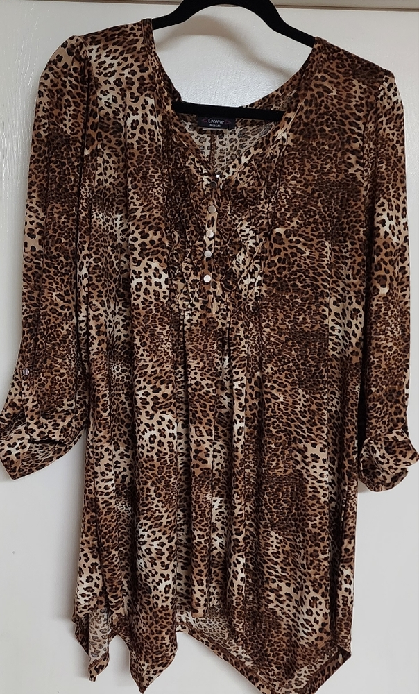 Long sleeve animal print blouse
